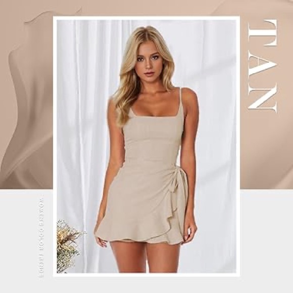 Tan Mini Dress - Picture 1 of 10